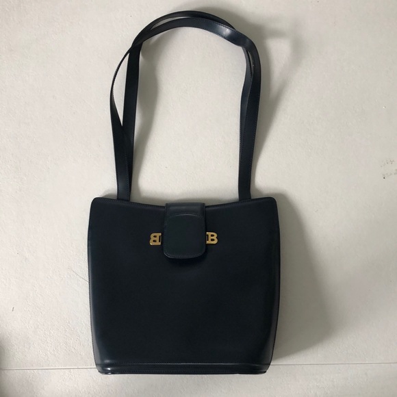 SALE Bally Vintage Structured Shoulder Bag Blue Leather Made in Italy sn1625-98 - Picture 2 of 16